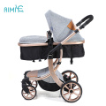 2019 new design luxury high view 4 wheels portable baby stroller with carrycot